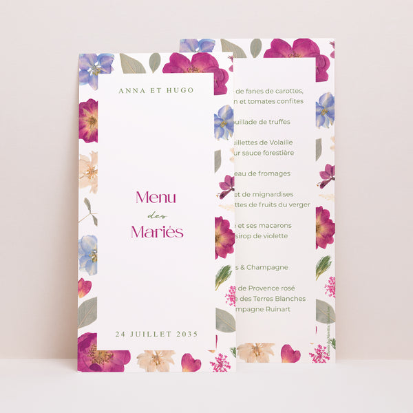 Menu Mariage Panoramique portrait Poésie d'été photo