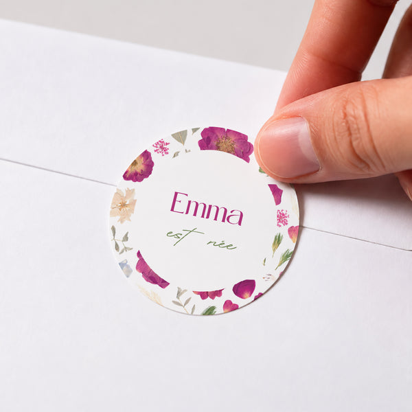 Sticker Naissance Rond Le Bal des Fleurs photo