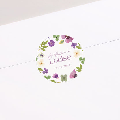 Sticker Baptême Rond Printemps Sacré photo N° 1