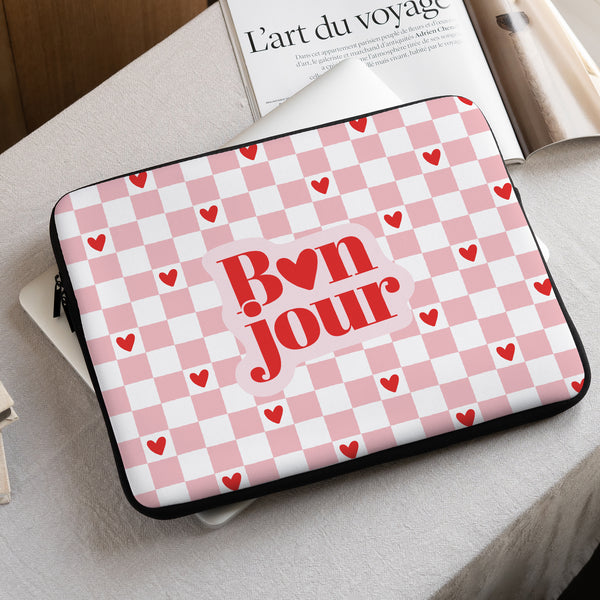 Housse ordinateur 15 pouces Bonjour photo