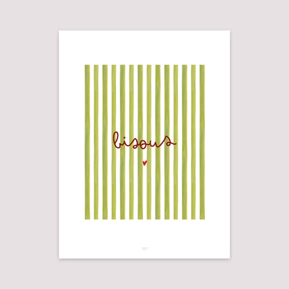 Affiche Portrait 30 x 40 cm Bisous Rayures Verte photo N° 2