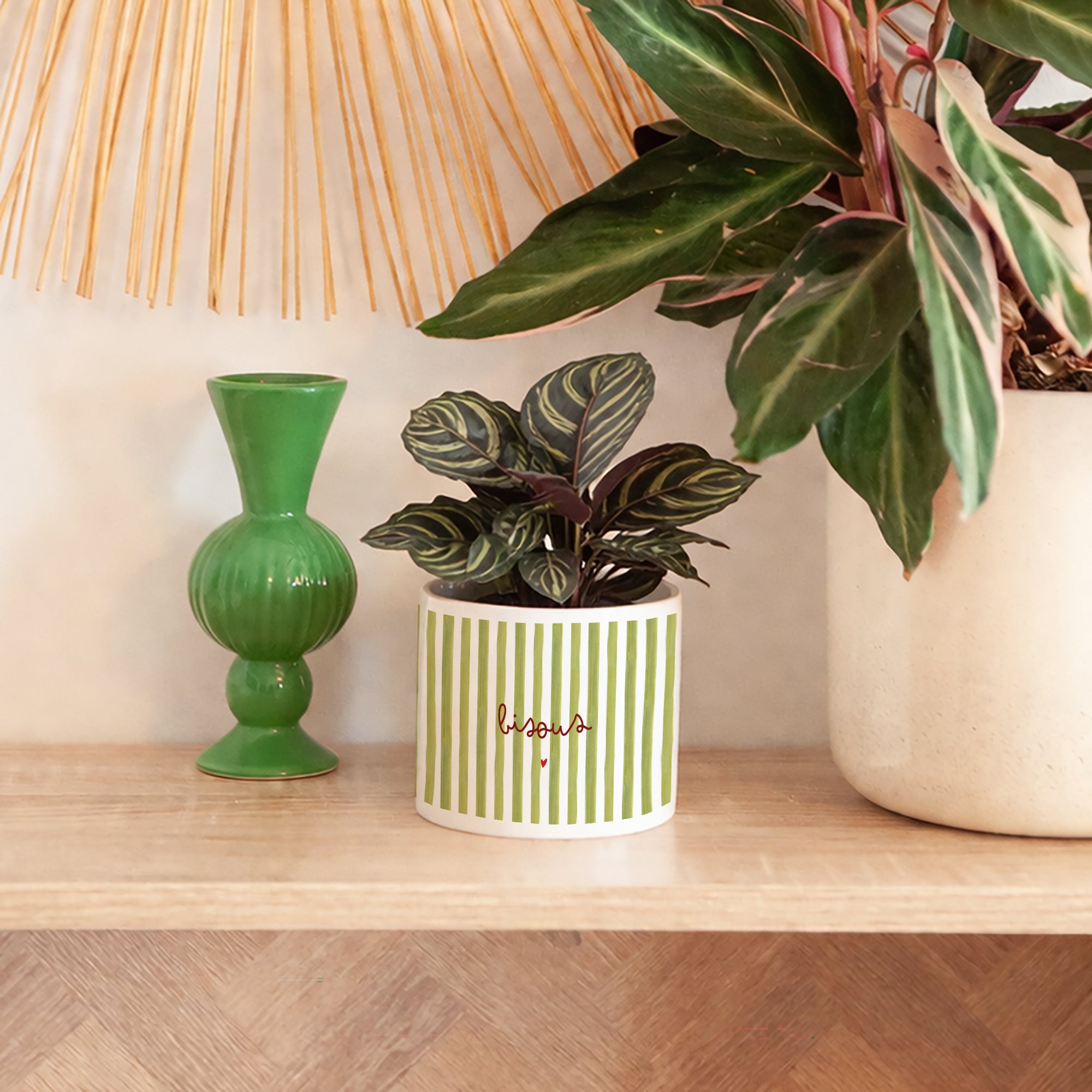 Pot de fleurs 48 cl Bisous Rayures Verte photo N° 4