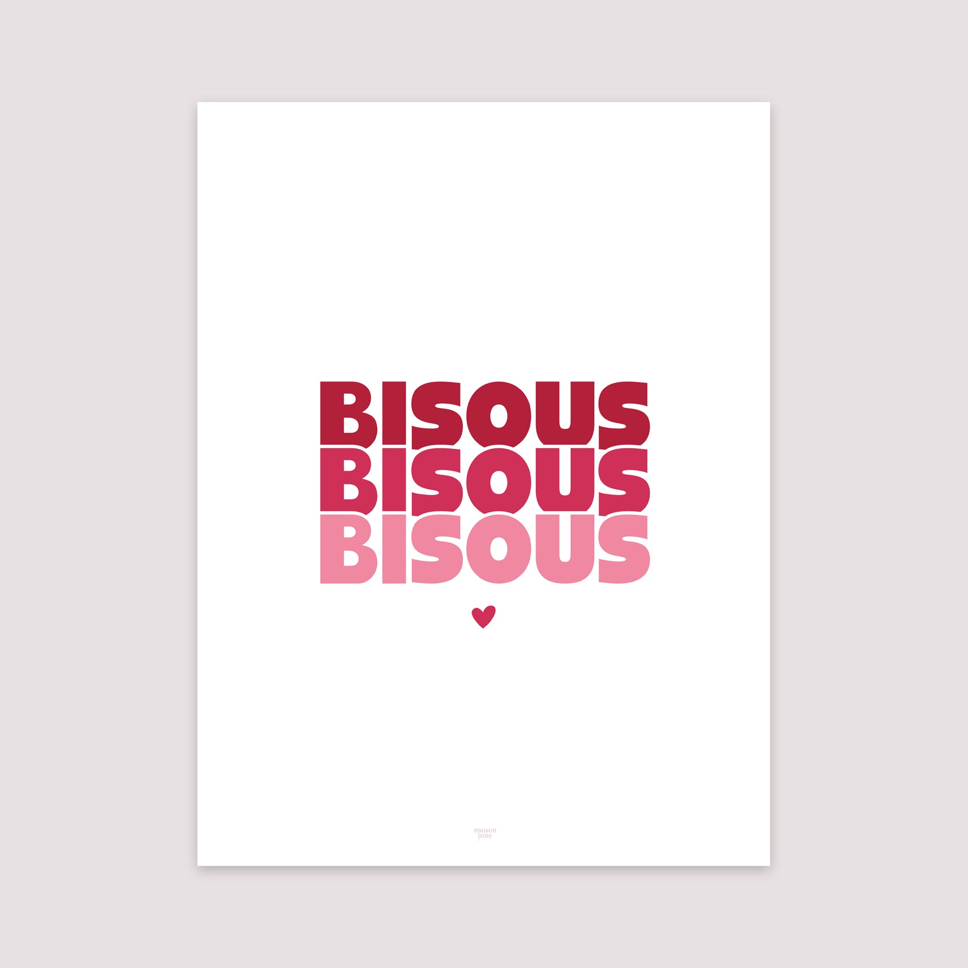 Affiche Portrait 30 x 40 cm Bisous en Cascade Rouge photo N° 2