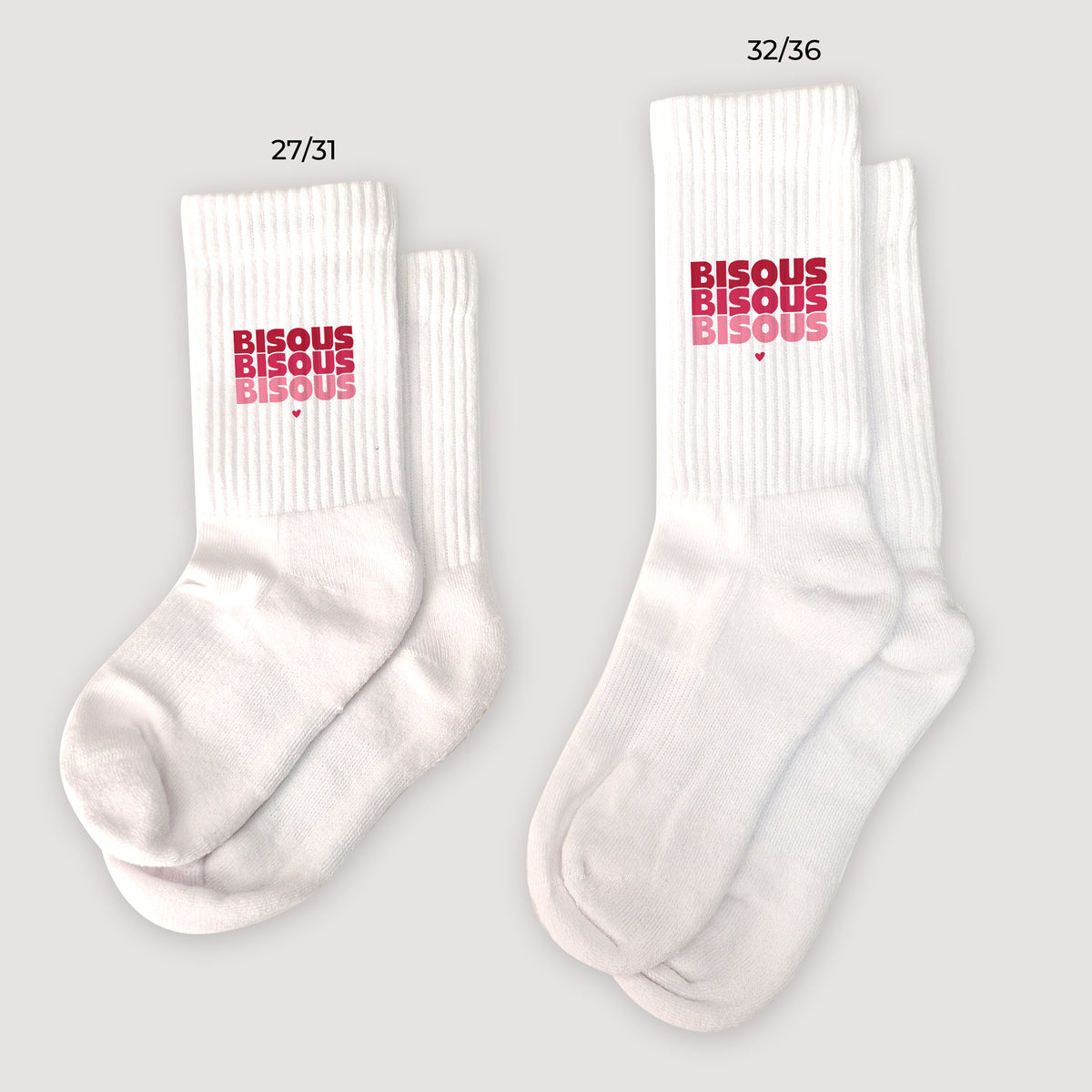 Chaussettes enfant Blanches Bisous en Cascade Rouge photo N° 1