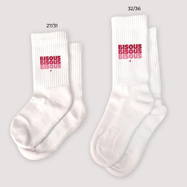 Chaussettes enfant Blanches Bisous en Cascade Rouge photo