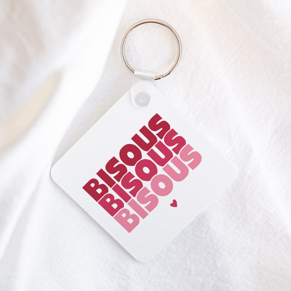 Porte-clés Carré Bisous en Cascade Rouge photo