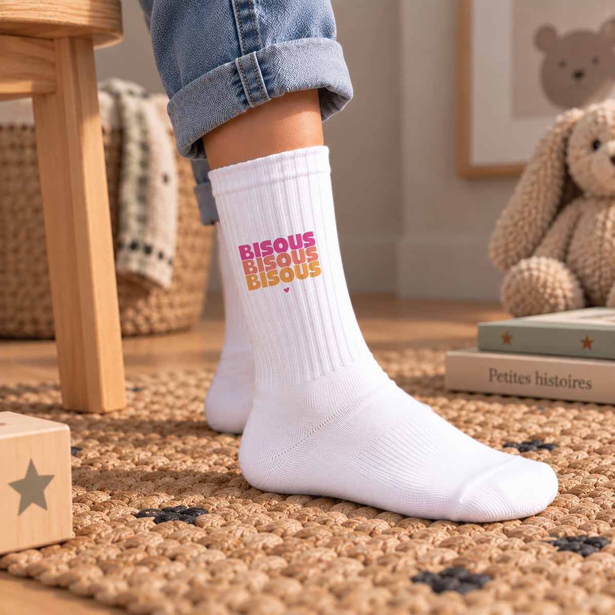 Chaussettes enfant Blanches Bisous en Cascade Acidulée photo N° 2