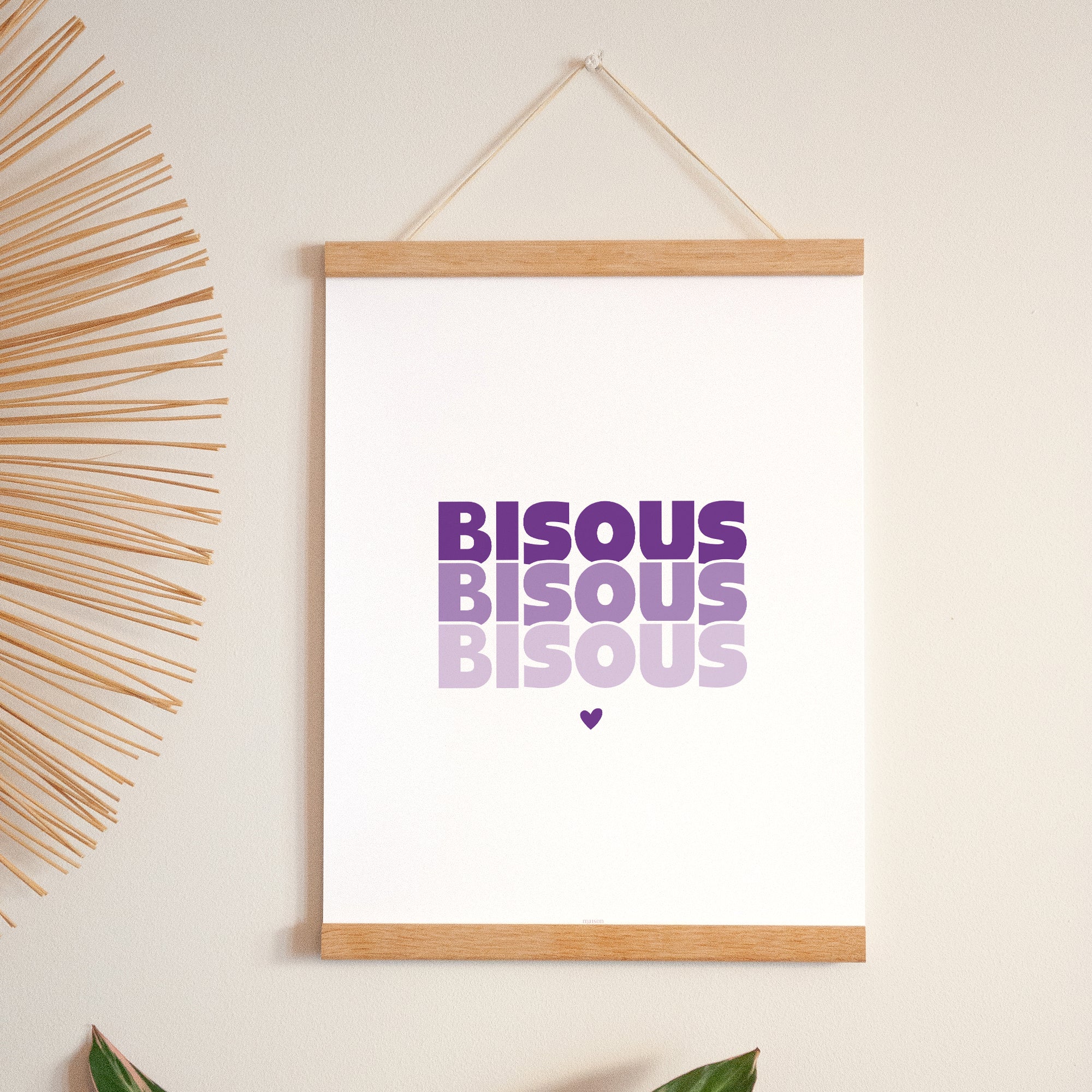 Affiche Portrait 30 x 40 cm Bisous en Cascade Violet photo N° 1
