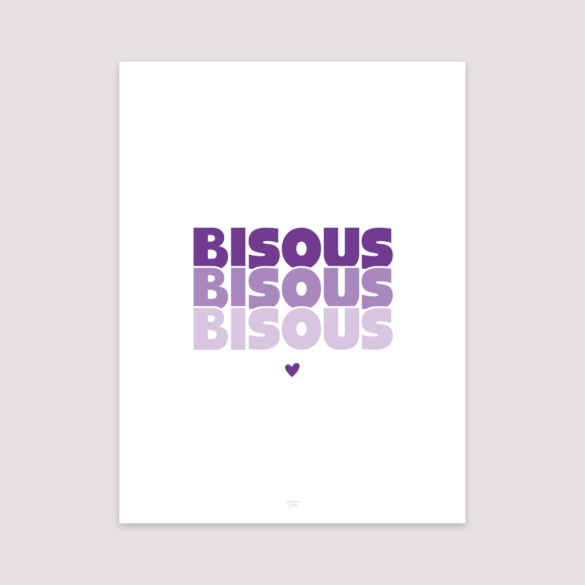 Affiche Portrait 30 x 40 cm Bisous en Cascade Violet photo N° 2