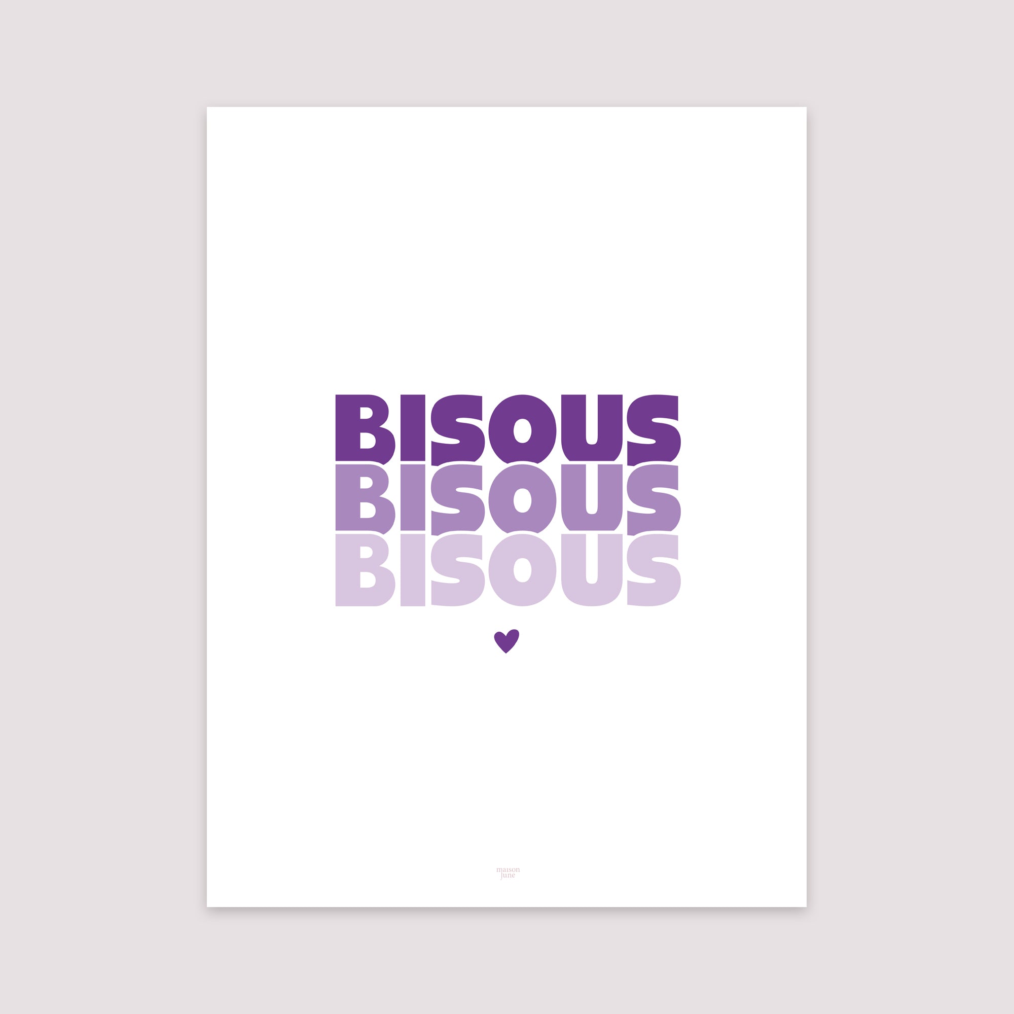 Affiche Portrait 30 x 40 cm Bisous en Cascade Violet photo N° 2