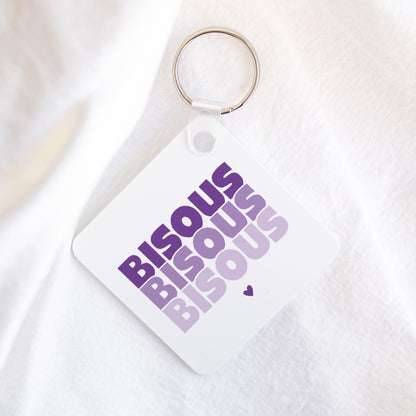 Porte-clés Carré Bisous en Cascade Violet photo N° 1