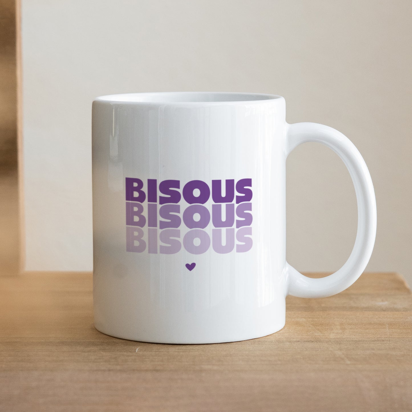 Mug Blanc Bisous en Cascade Violet photo N° 1