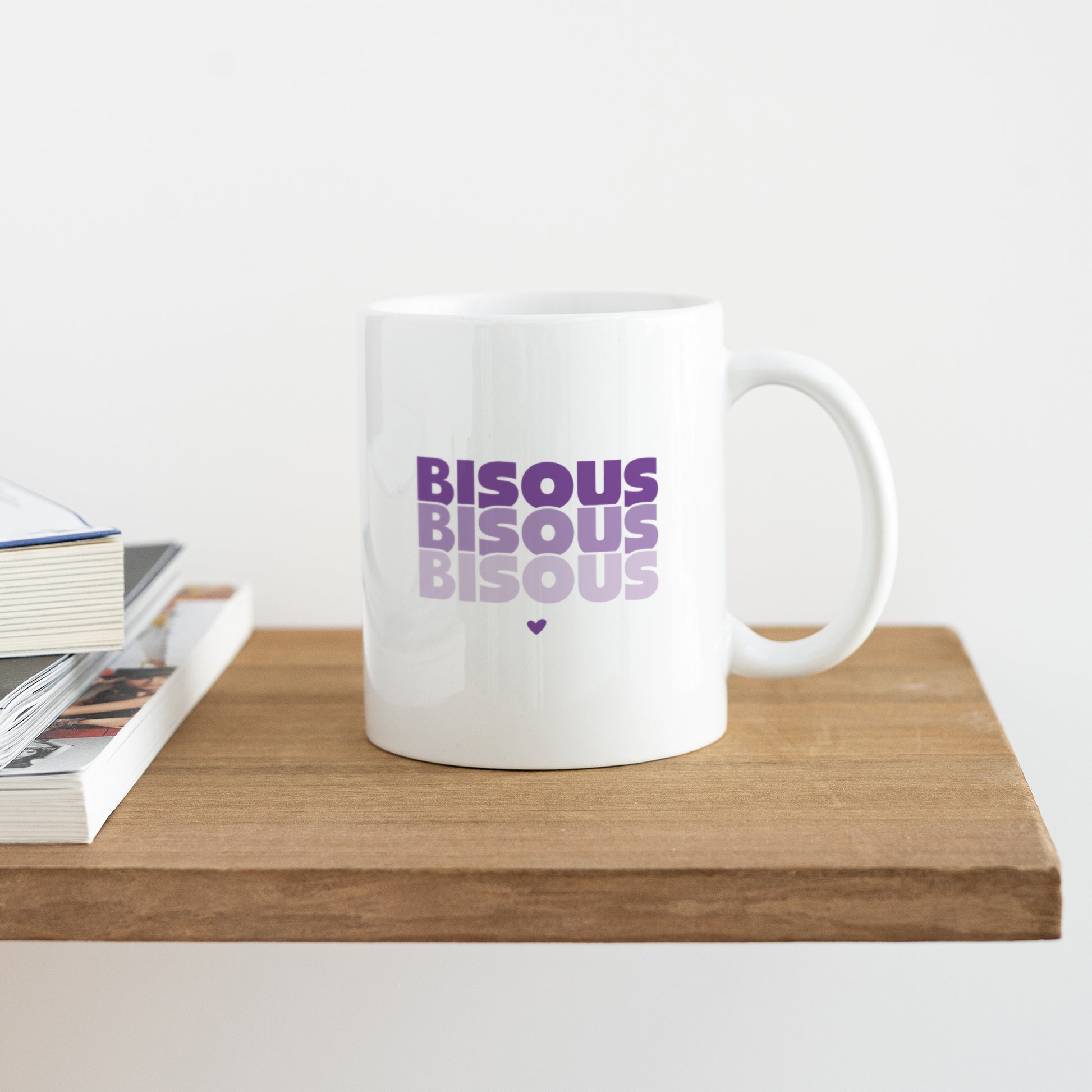 Mug Blanc Bisous en Cascade Violet photo N° 4