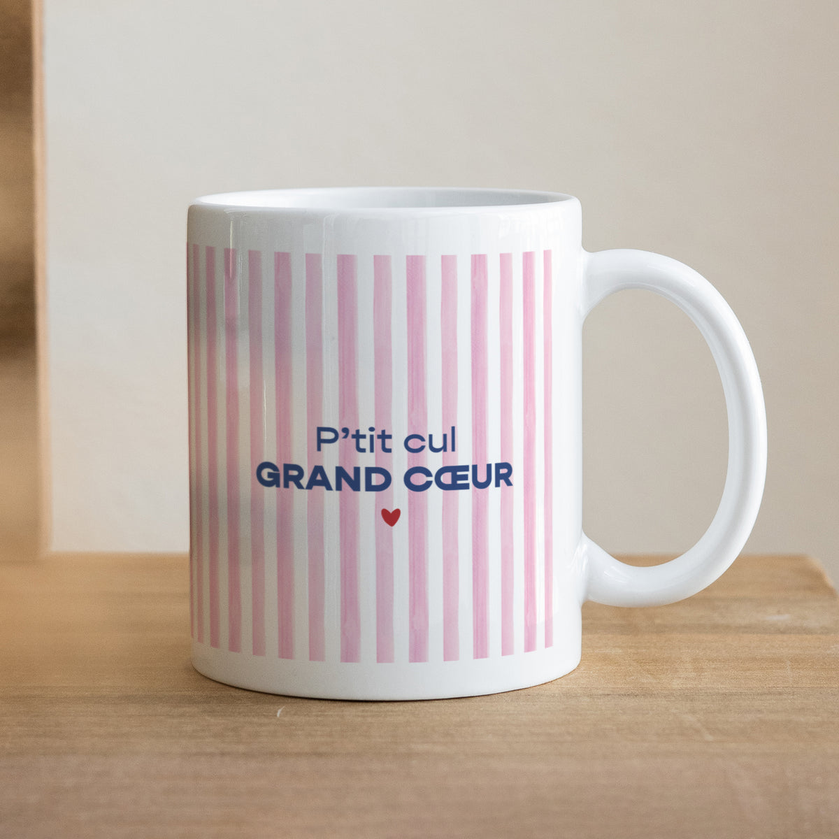 Mug Blanc Grand Cœur Rose photo N° 1