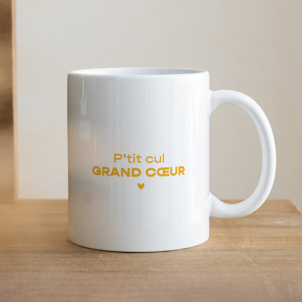 Mug Blanc Grand Cœur Jaune photo N° 1