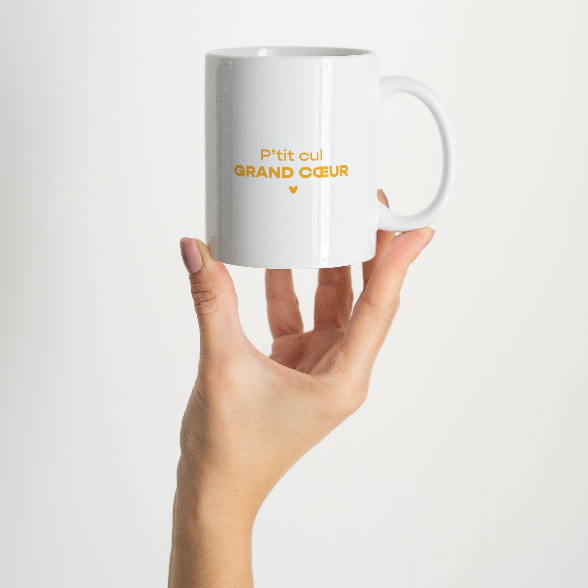 Mug Blanc Grand Cœur Jaune photo N° 2