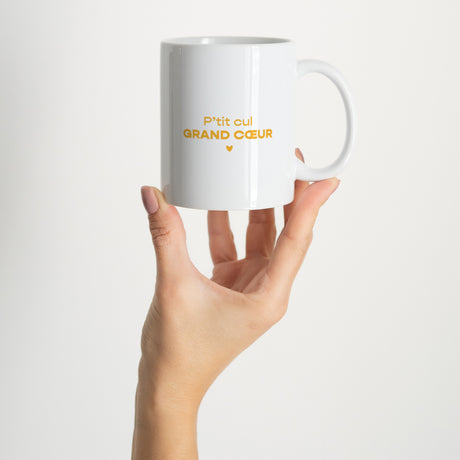 Mug Blanc Grand Cœur Jaune