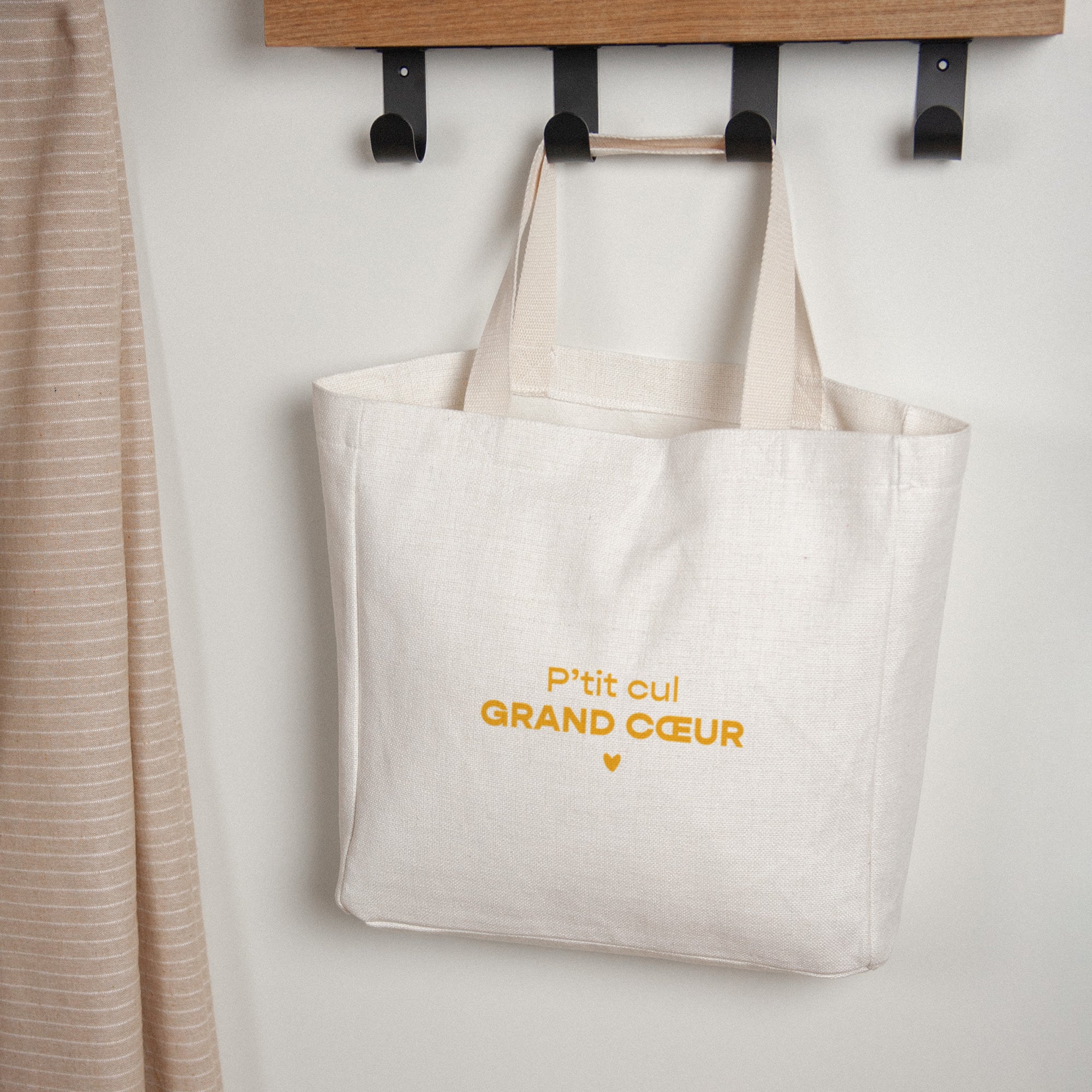Tote bag Anse en toile Grand Cœur Jaune photo N° 1