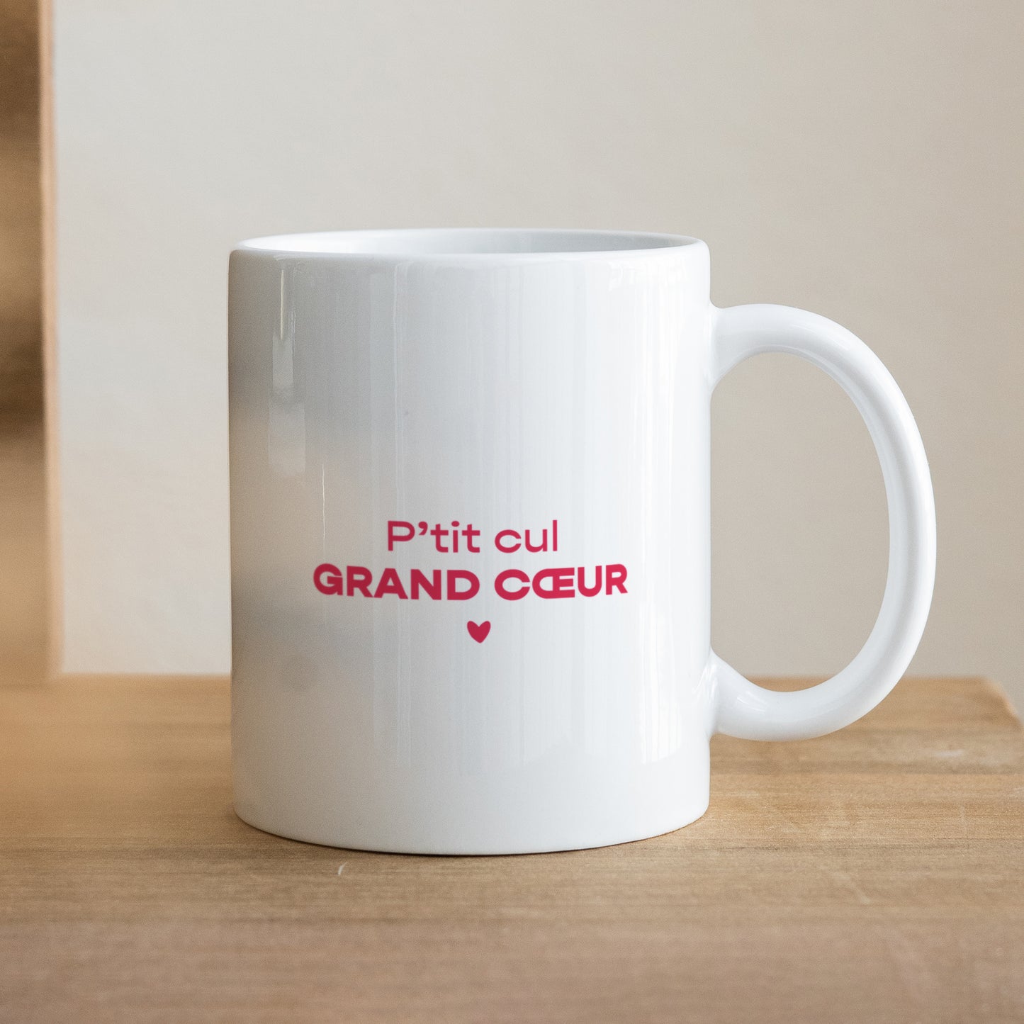 Mug Blanc Grand Cœur Fuchsia photo N° 1