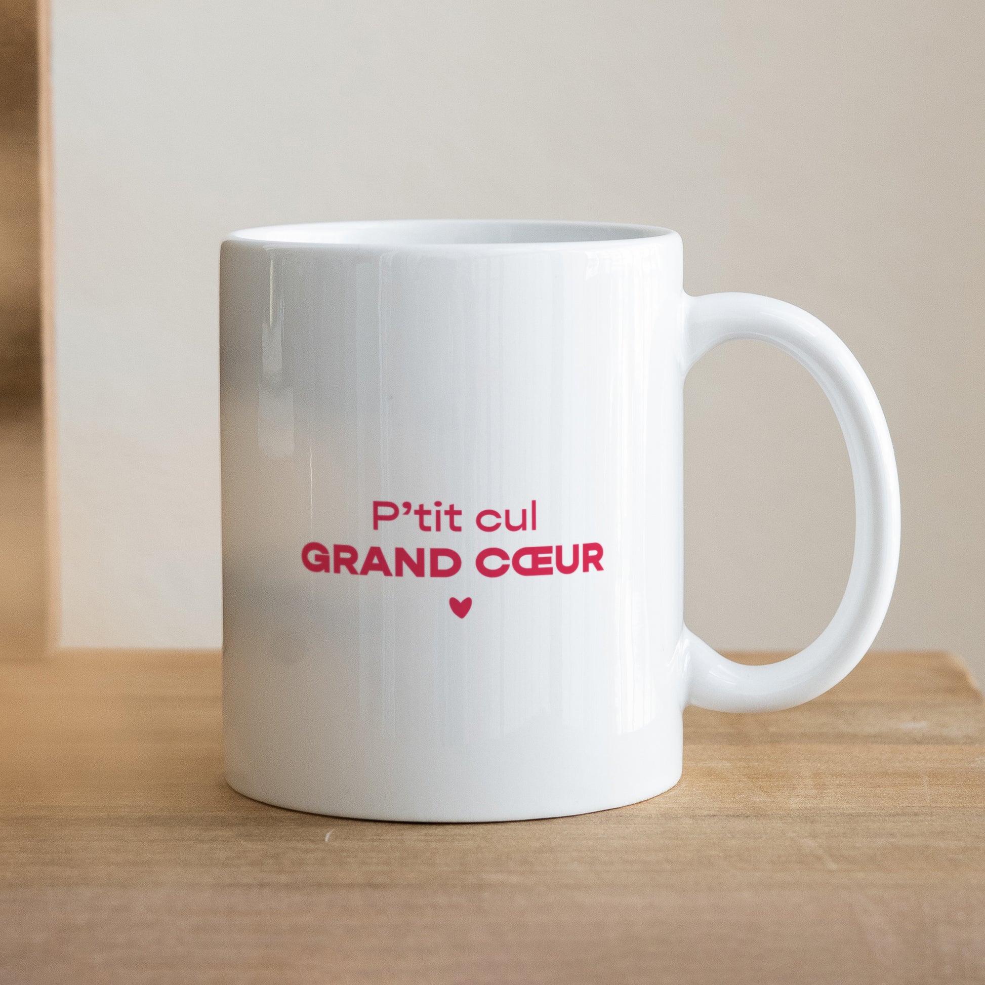 Mug Blanc Grand Cœur Fuchsia photo N° 1
