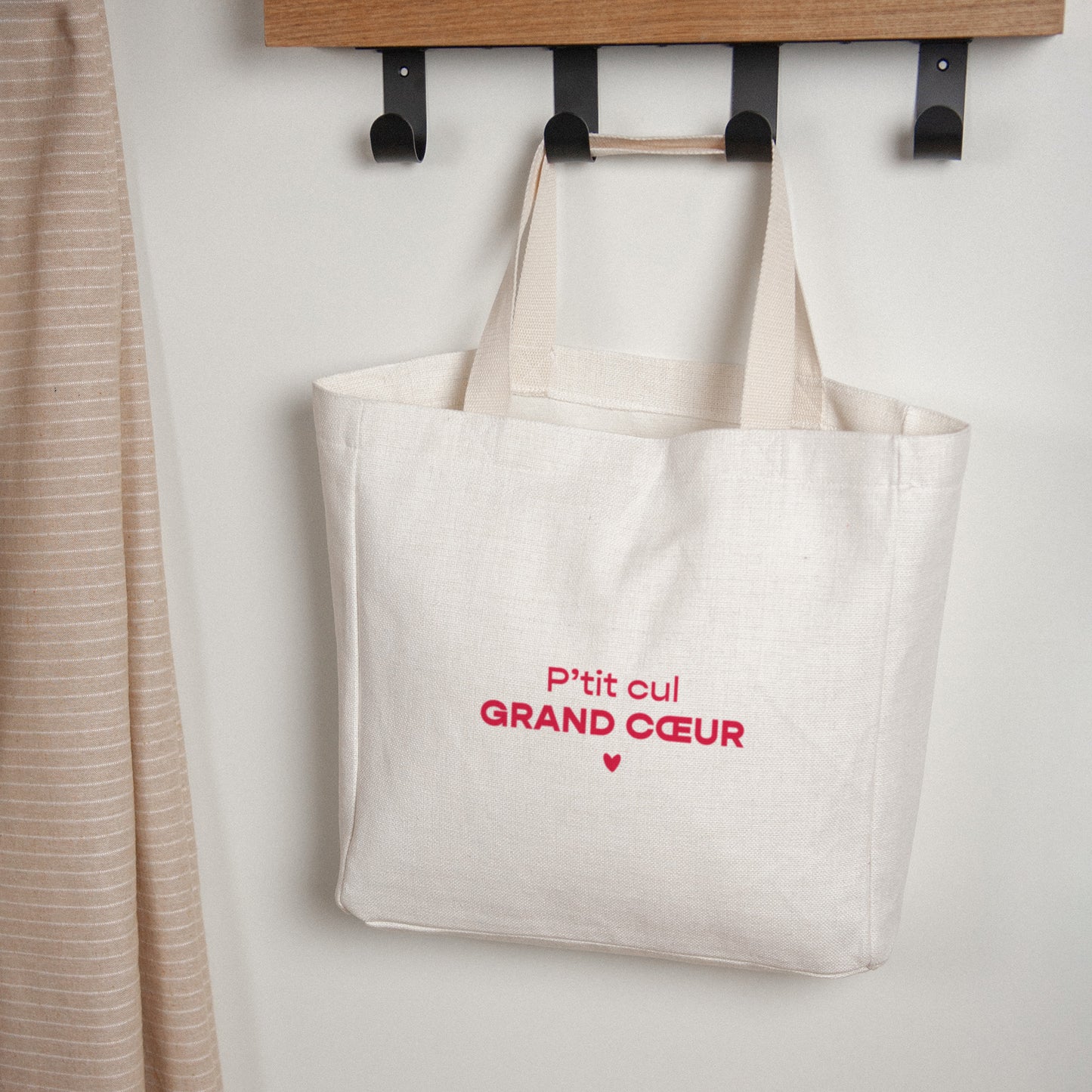 Tote bag Anse en toile Grand Cœur Fuchsia photo N° 1