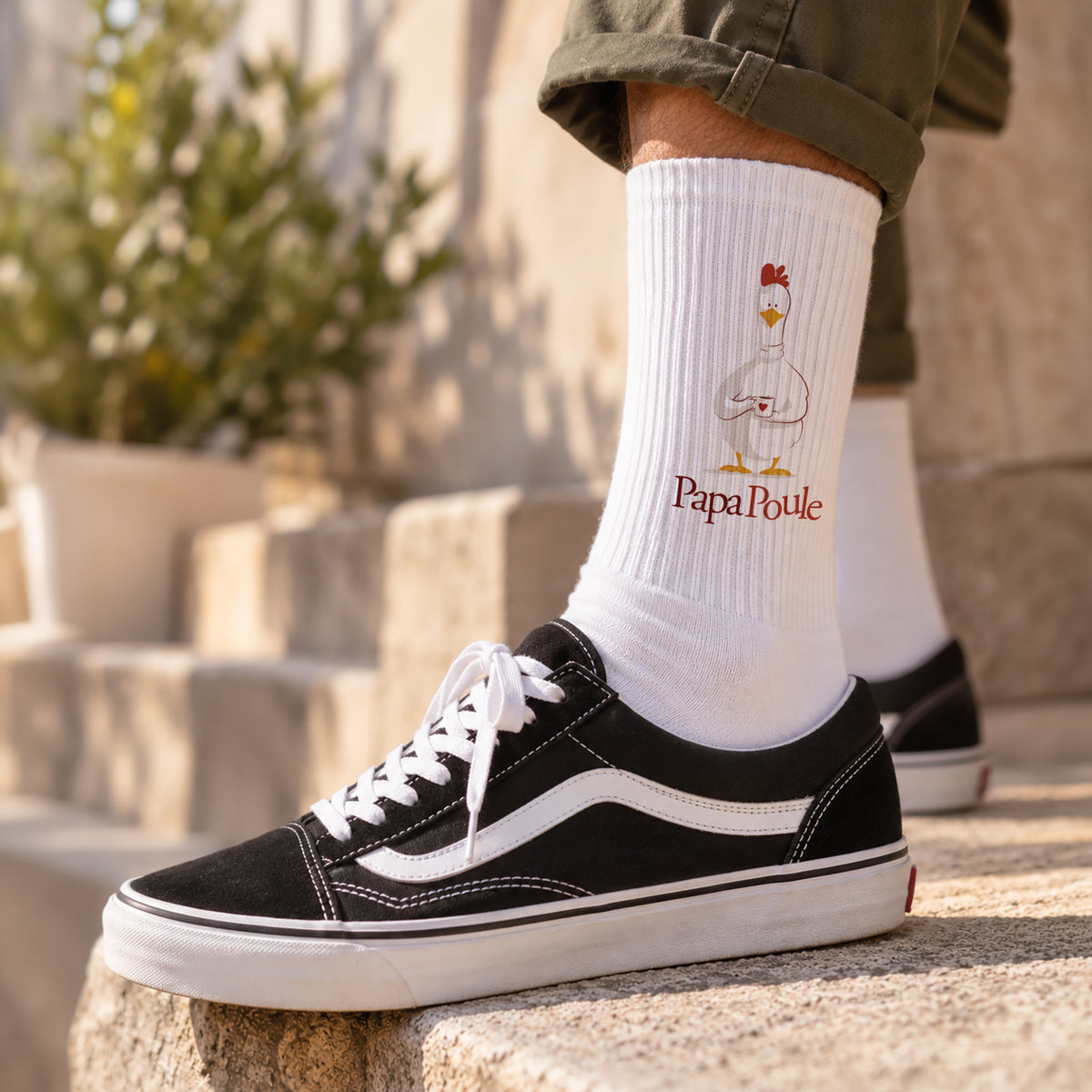 Chaussettes homme Blanches Mon Papa poule photo N° 2