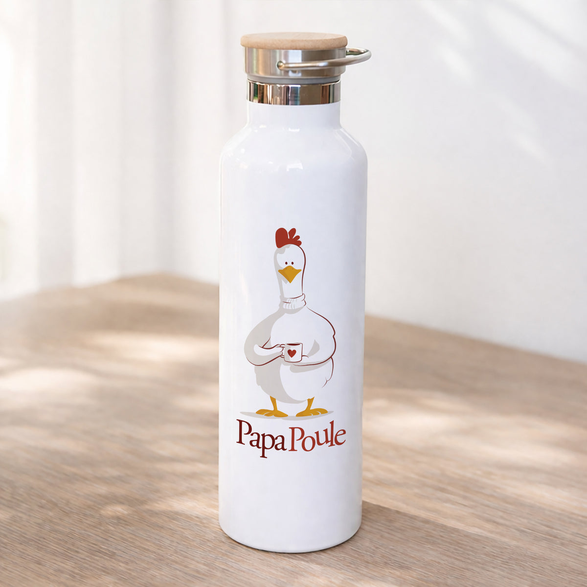 Gourde 75 cl Mon Papa poule photo N° 1