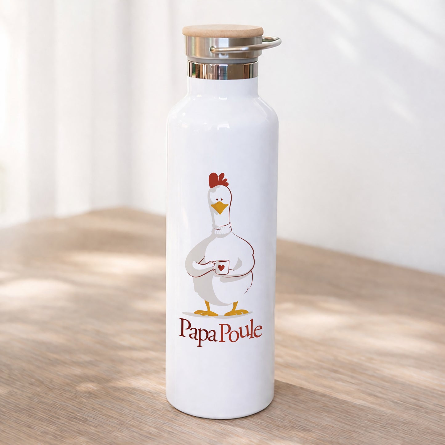 Gourde 75 cl Mon Papa poule photo N° 1