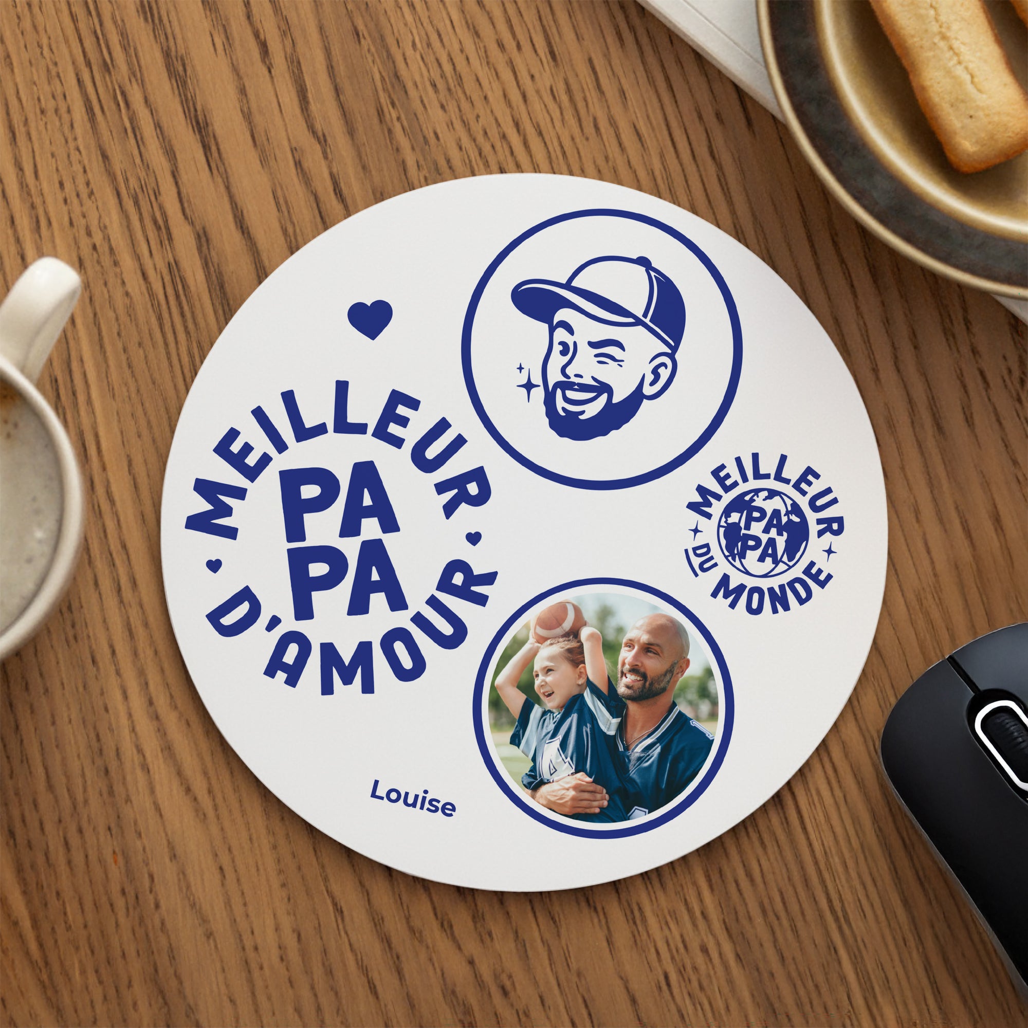 Tapis de souris Rond Meilleur Papa d'Amour photo N° 1