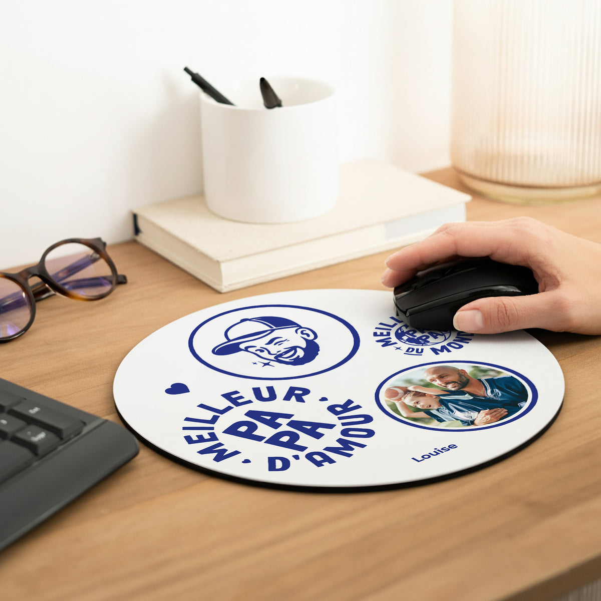 Tapis de souris Rond Meilleur Papa d'Amour photo N° 2
