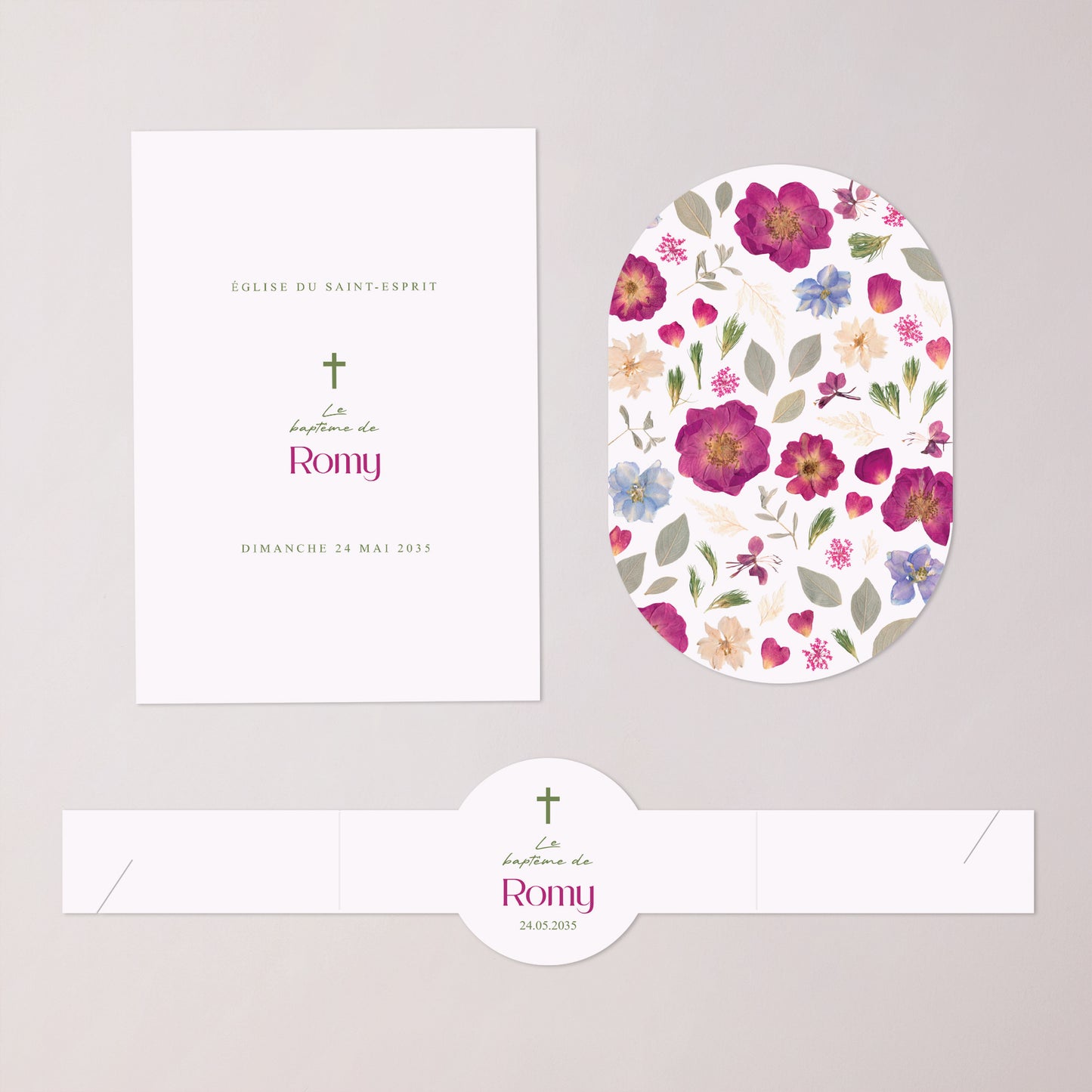 Faire-part Baptême bandeau, 2 cartes Petit Brins de Douceur photo N° 3