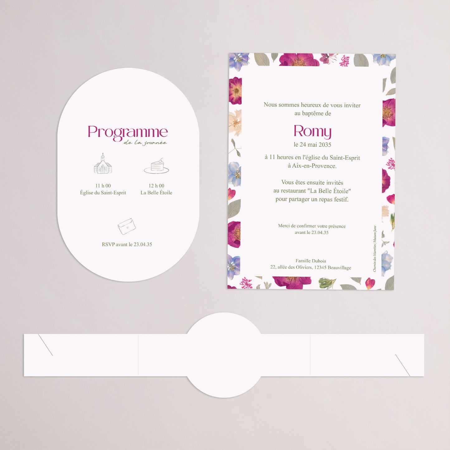 Faire-part Baptême bandeau, 2 cartes Petit Brins de Douceur photo N° 4