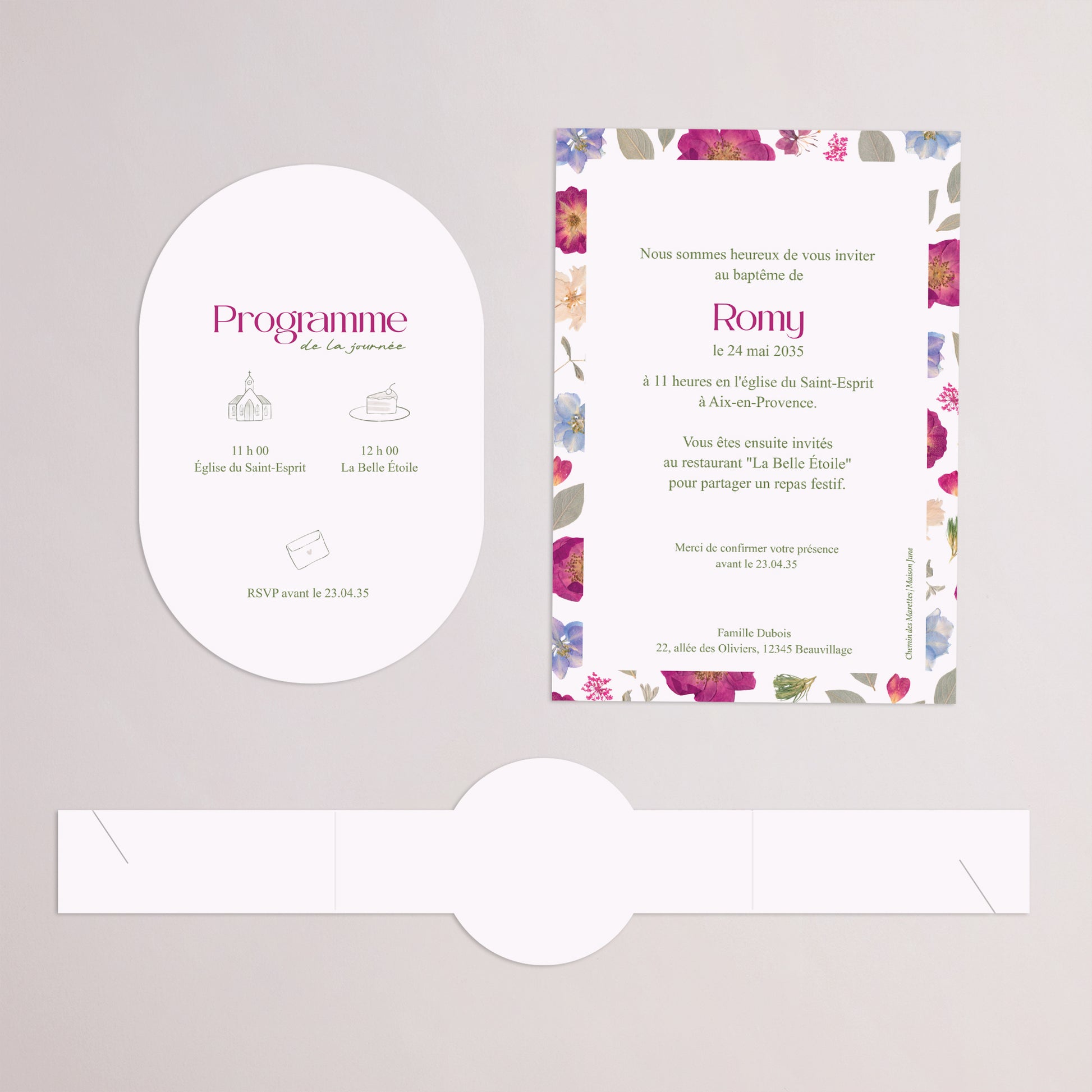 Faire-part Baptême bandeau, 2 cartes Petit Brins de Douceur photo N° 4