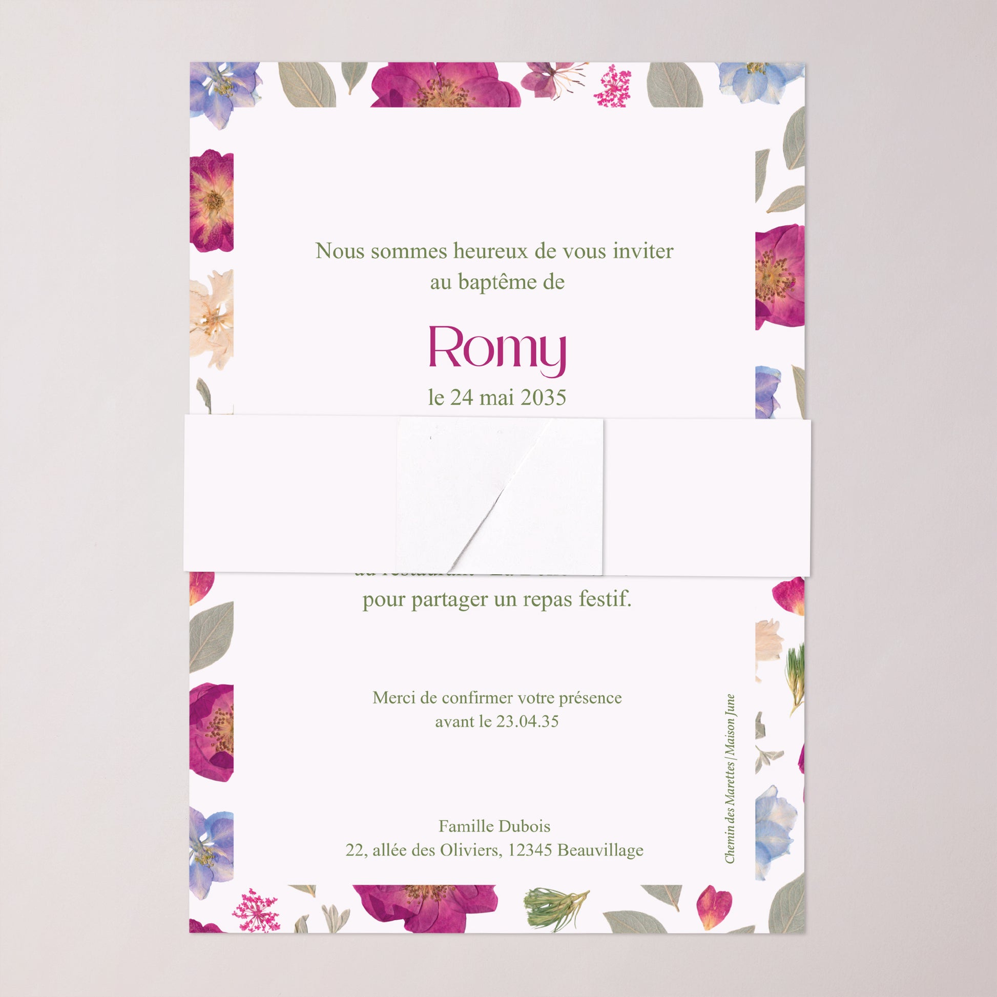 Faire-part Baptême bandeau, 2 cartes Petit Brins de Douceur photo N° 5