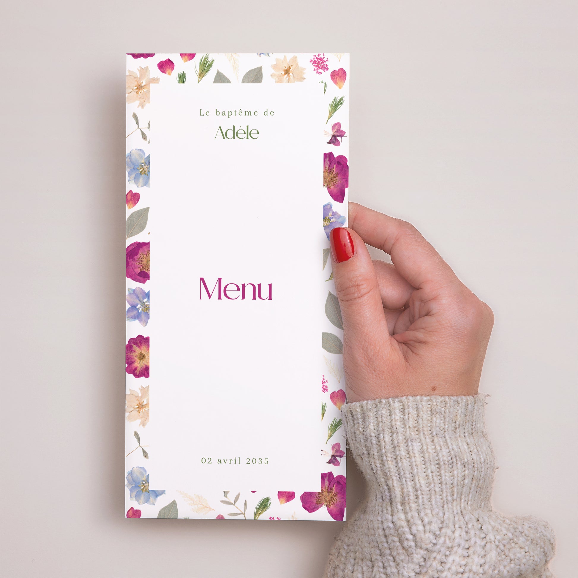 Menu Baptême Panoramique portrait Pétales d'Amour photo N° 2