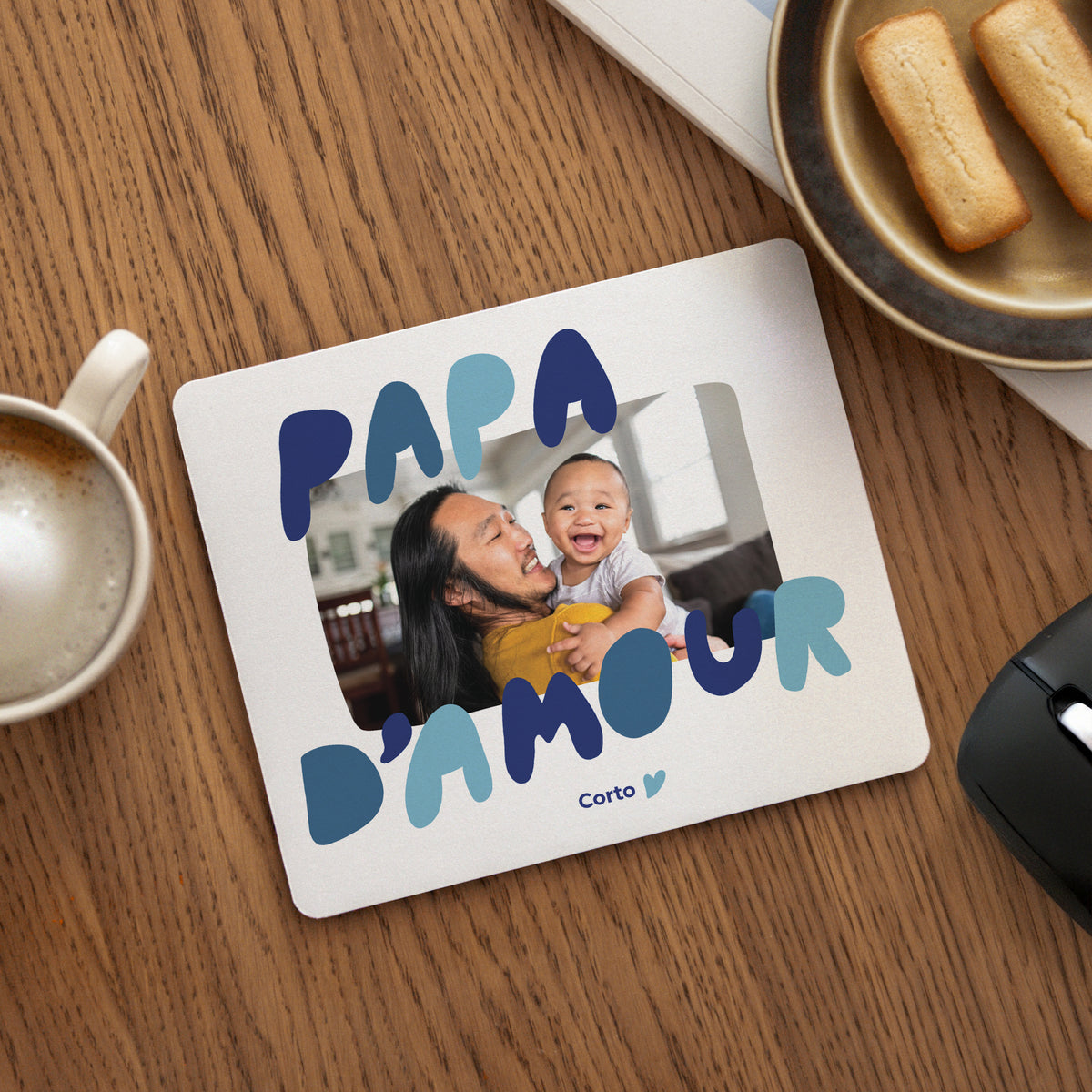 Tapis de souris Rectangle Papa d'Amour bleu photo N° 1