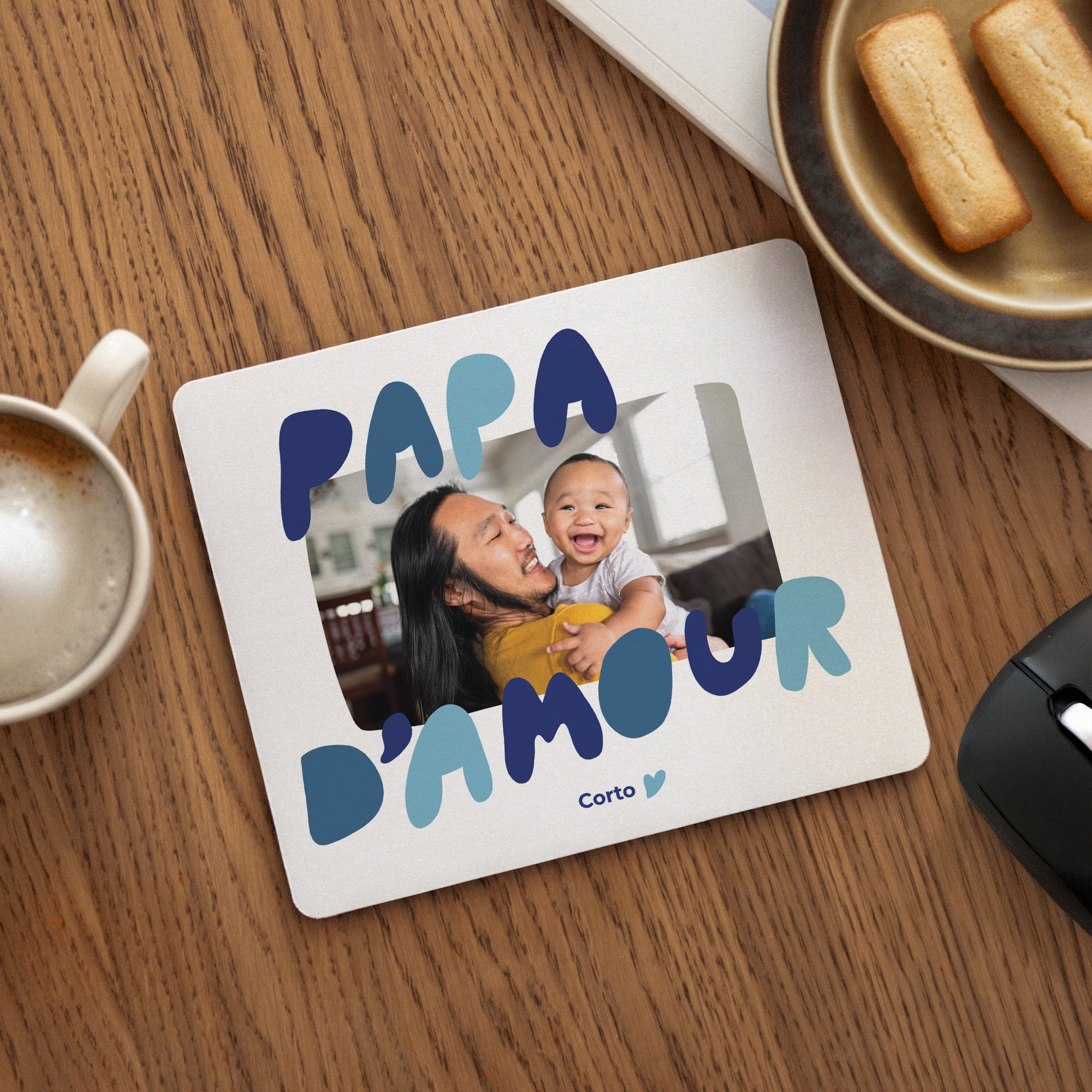 Tapis de souris Rectangle Papa d'Amour bleu photo N° 1