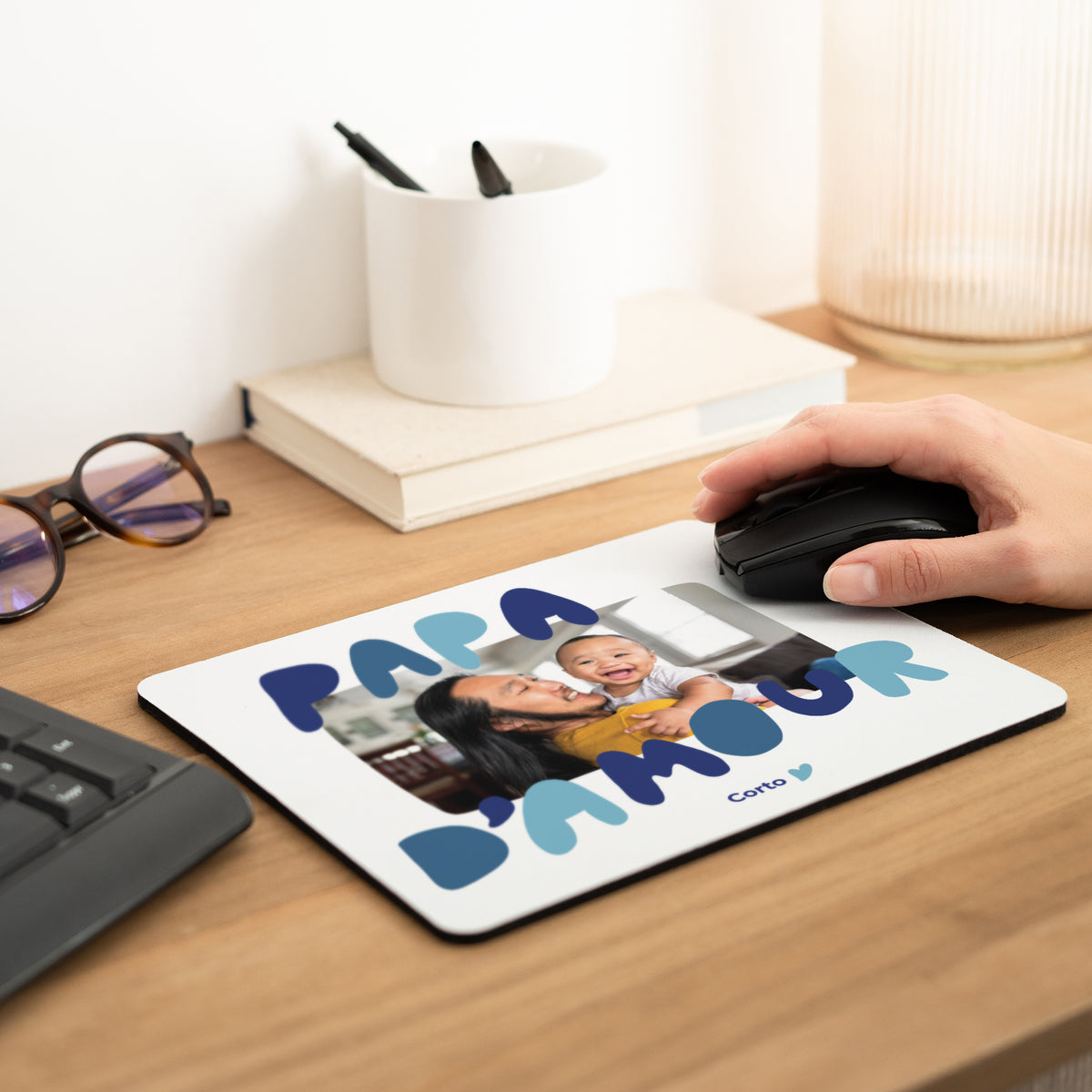 Tapis de souris Rectangle Papa d'Amour bleu photo N° 2