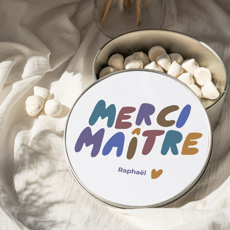 Boite métallique Ronde Merci Maître