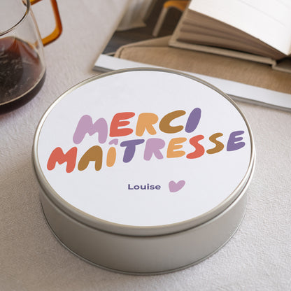 Boite métallique Ronde Un grand Merci Maîtresse photo N° 1