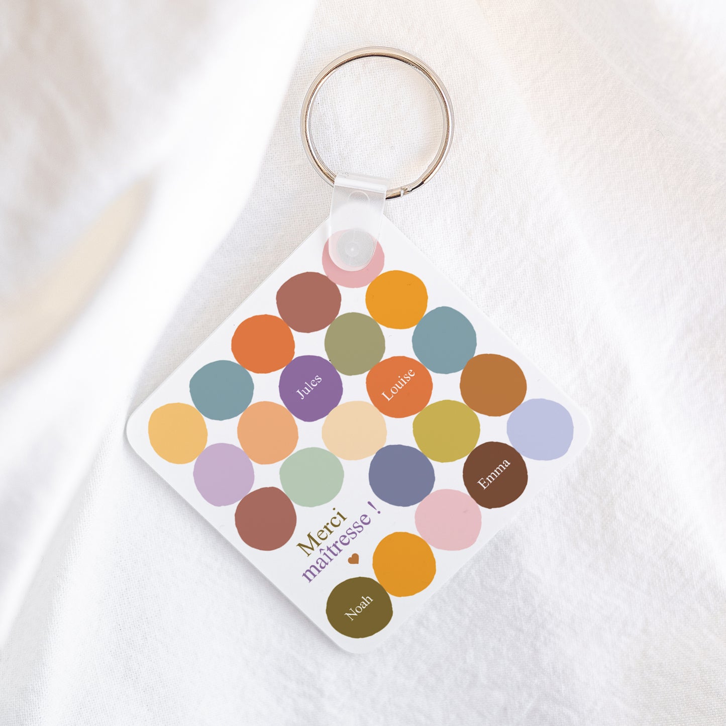 Porte-clés Carré Multi-color Merci photo N° 1