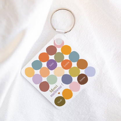 Porte-clés Carré Multi-color Merci photo N° 1