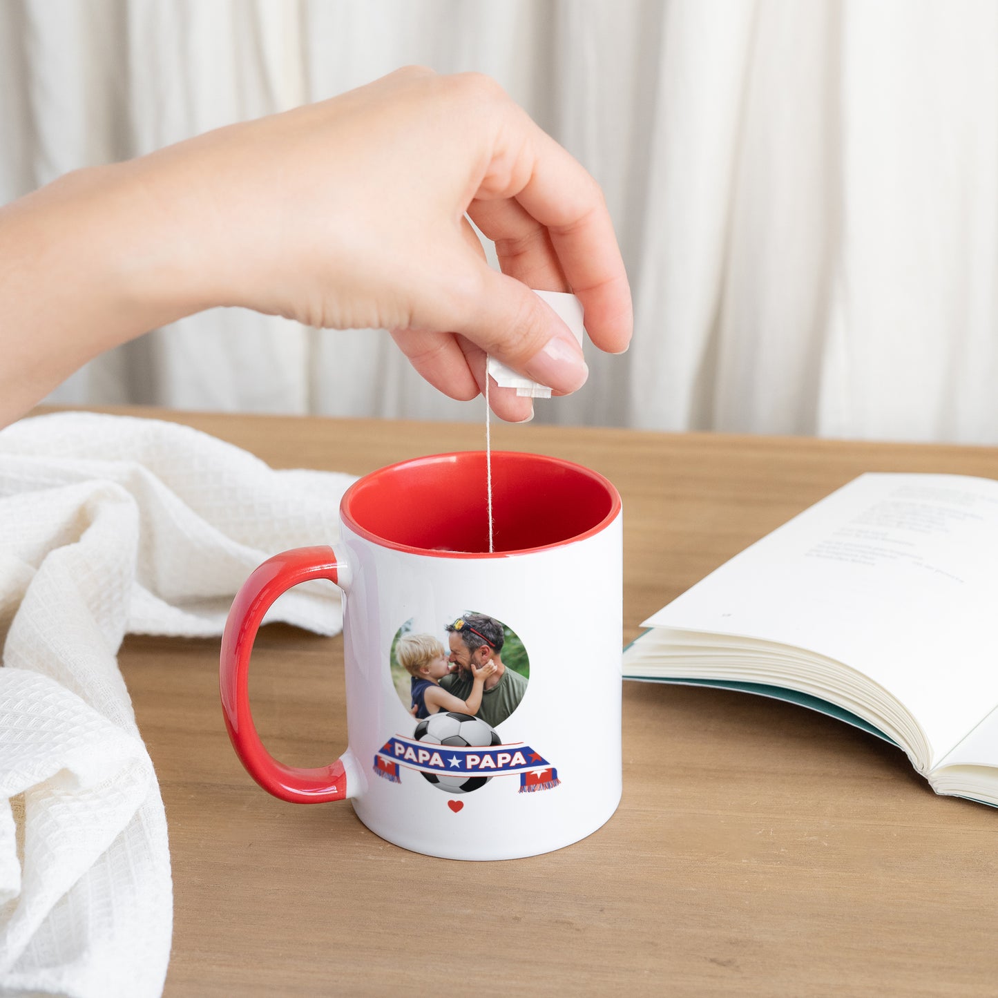 Mug Rouge L'équipe de Papa photo N° 3