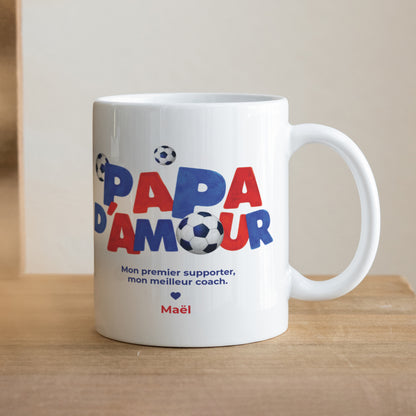Mug Blanc Papa d'Amour foot photo N° 1