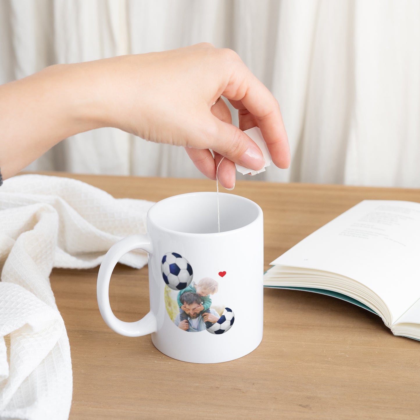 Mug Blanc Papa d'Amour foot photo N° 3