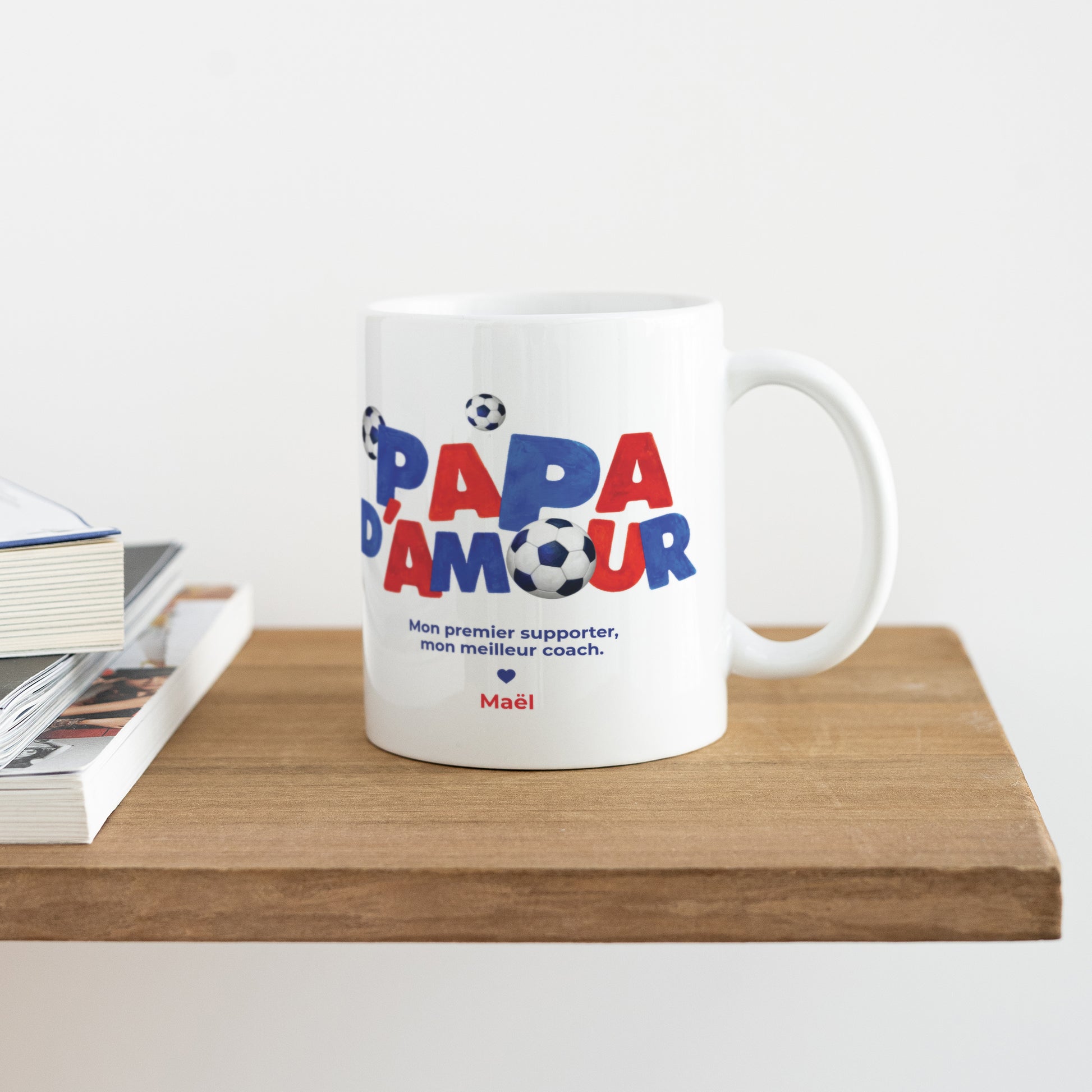 Mug Blanc Papa d'Amour foot photo N° 4