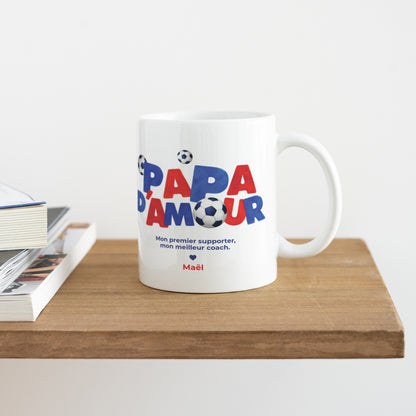 Mug Blanc Papa d'Amour foot photo N° 4