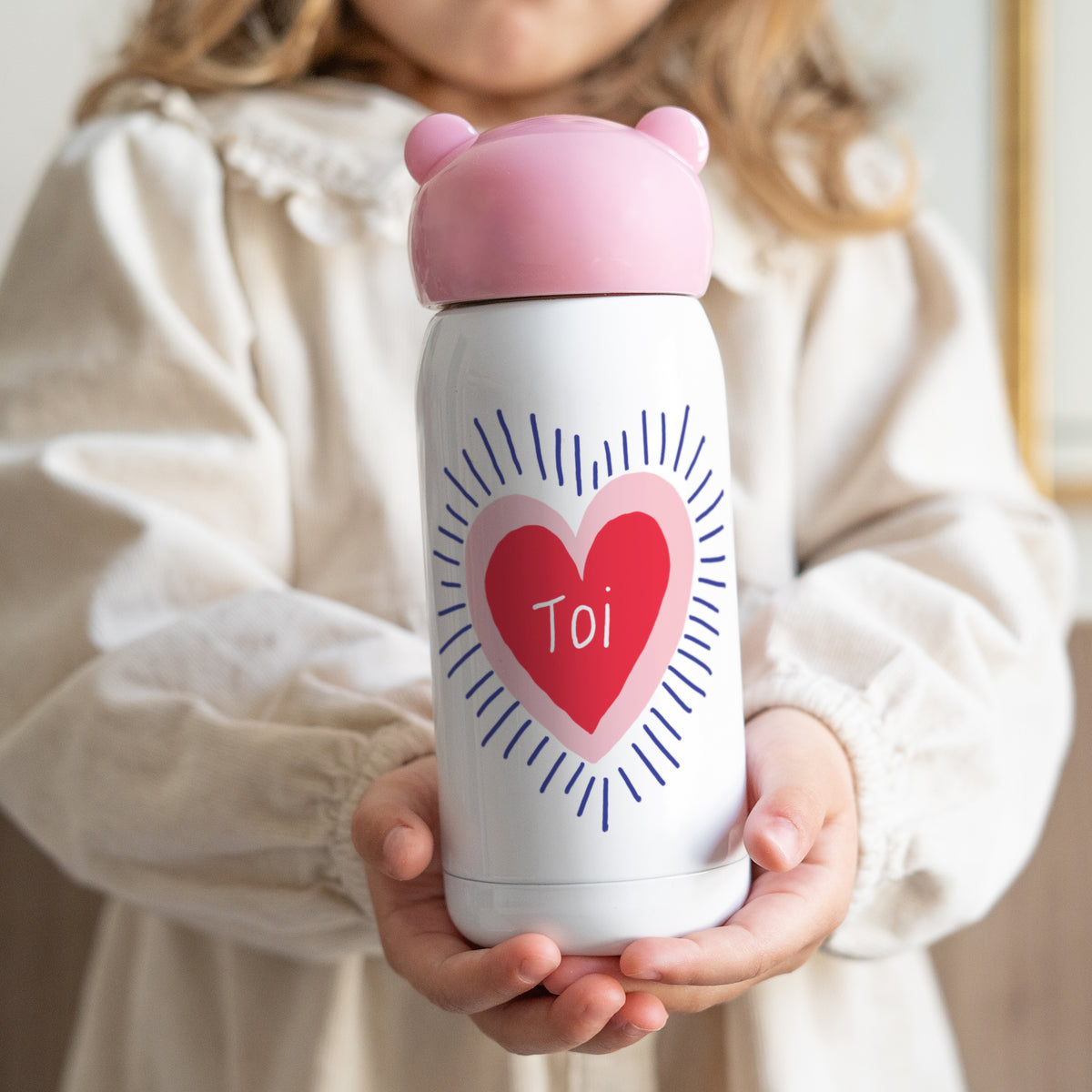 Gourde enfant Rose, 32 cl Cœur rayonnant photo N° 1