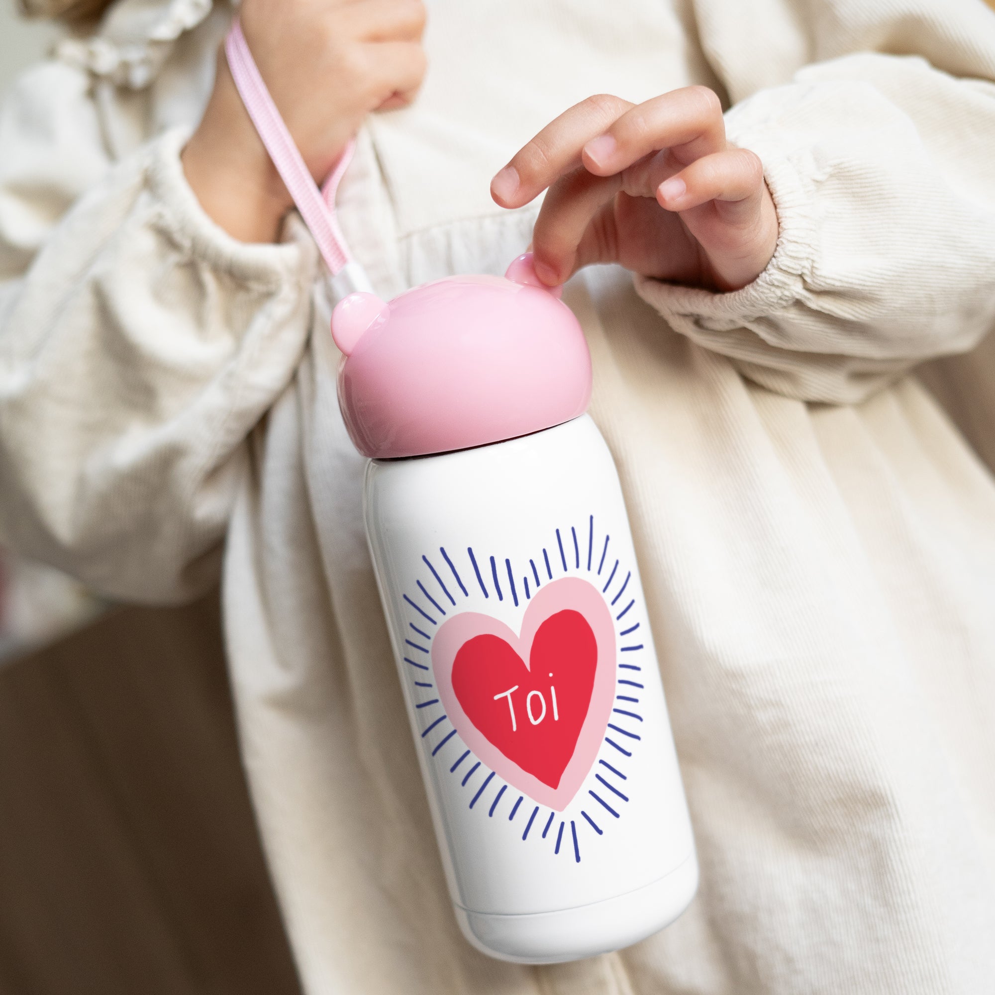 Gourde enfant Rose, 32 cl Cœur rayonnant photo N° 2
