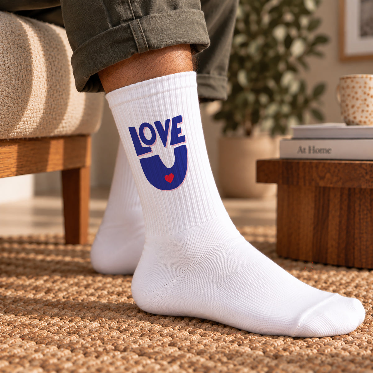 Chaussettes homme Blanches Love, toujours photo N° 2